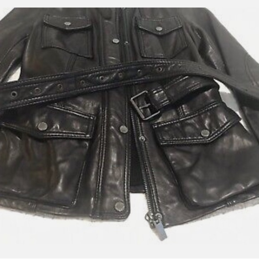 Anne Klein 100% Leather Jacket with belt